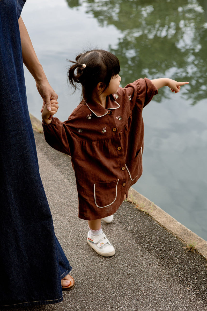 Berry Cocoa Handspun Handwoven Organic Cotton Dress