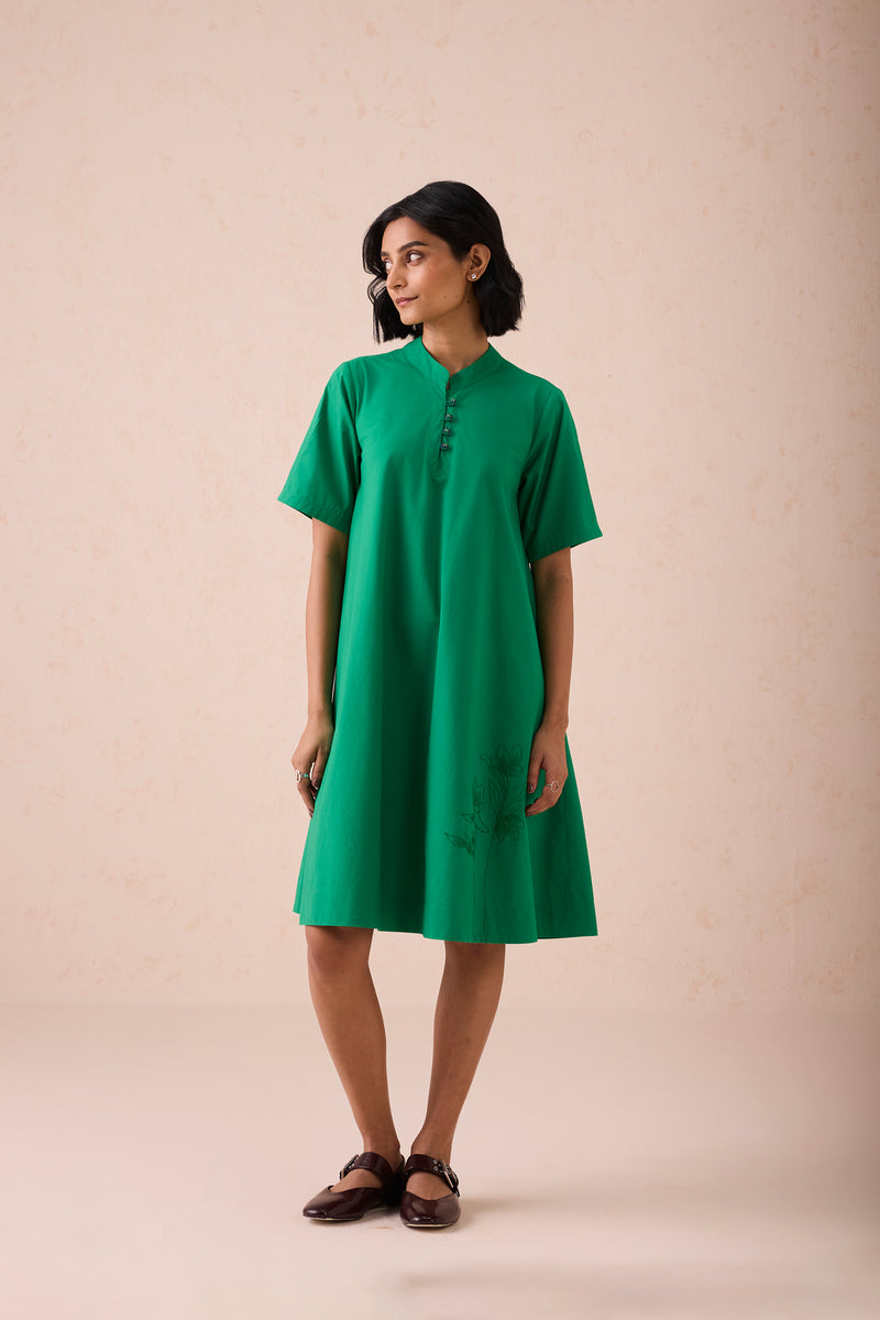 Bright Blessings Mandarin Collar Organic Cotton Dress