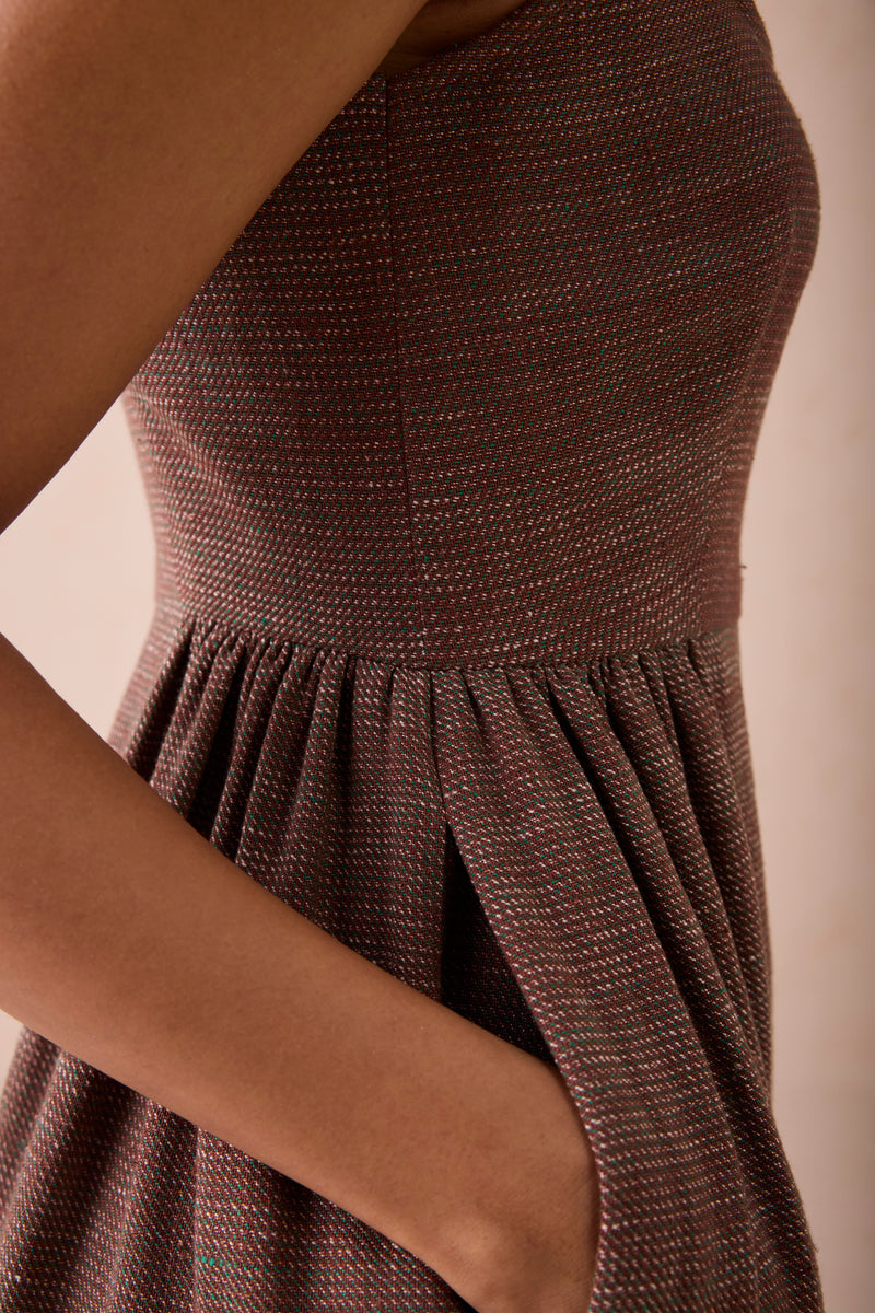 Hazel Sun Handspun Handwoven Organic Cotton Pleated Mini Dress