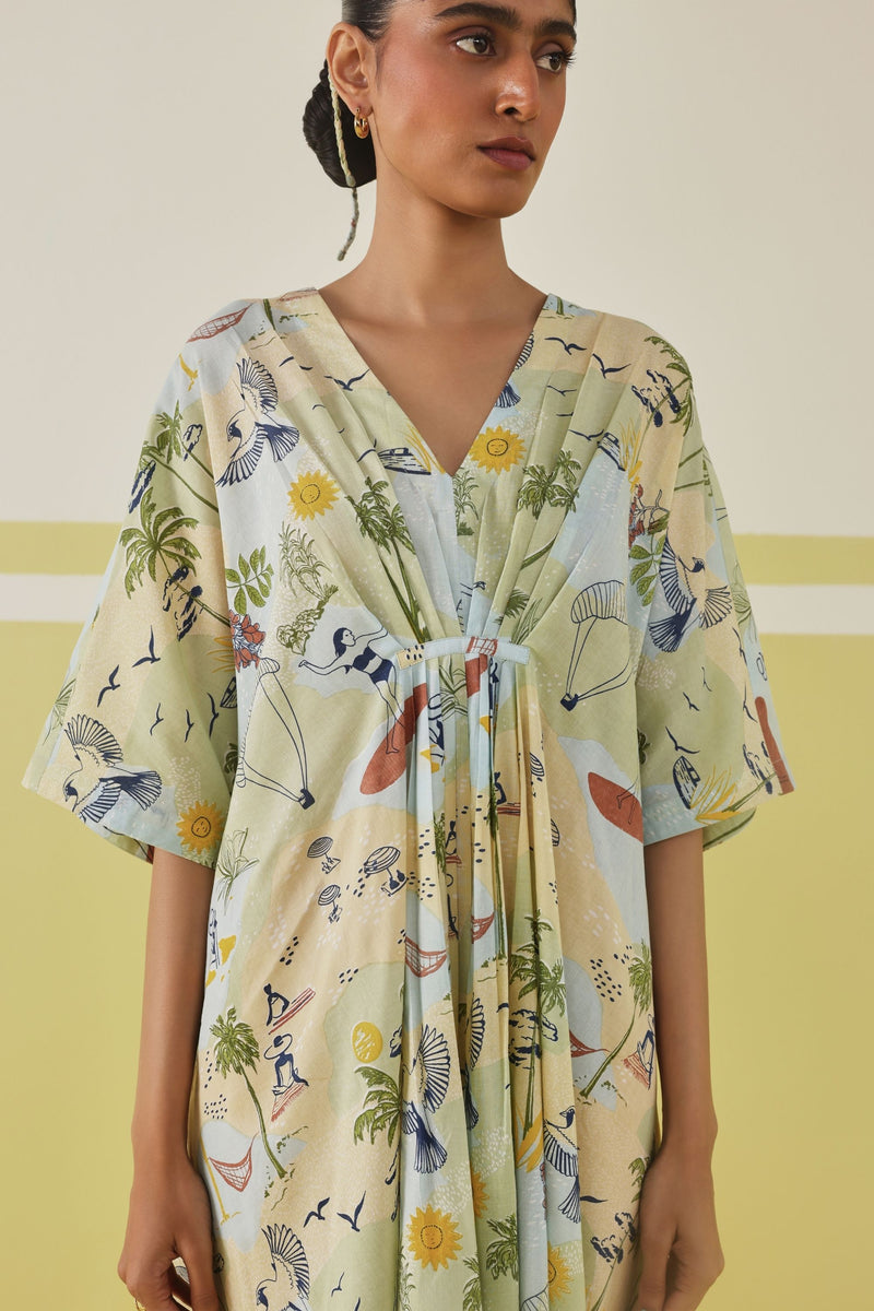 Palmy Summer Lyocell Kaftan Dress