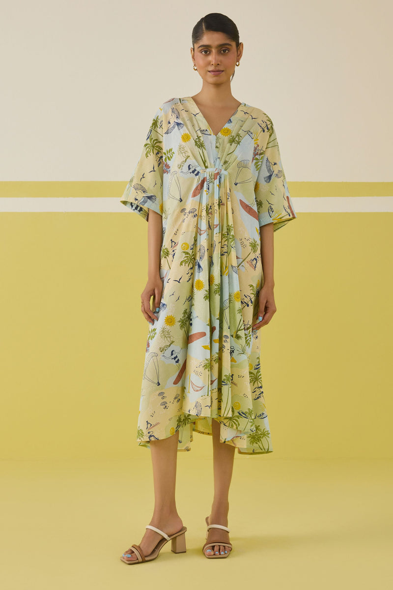 Palmy Summer Lyocell Kaftan Dress