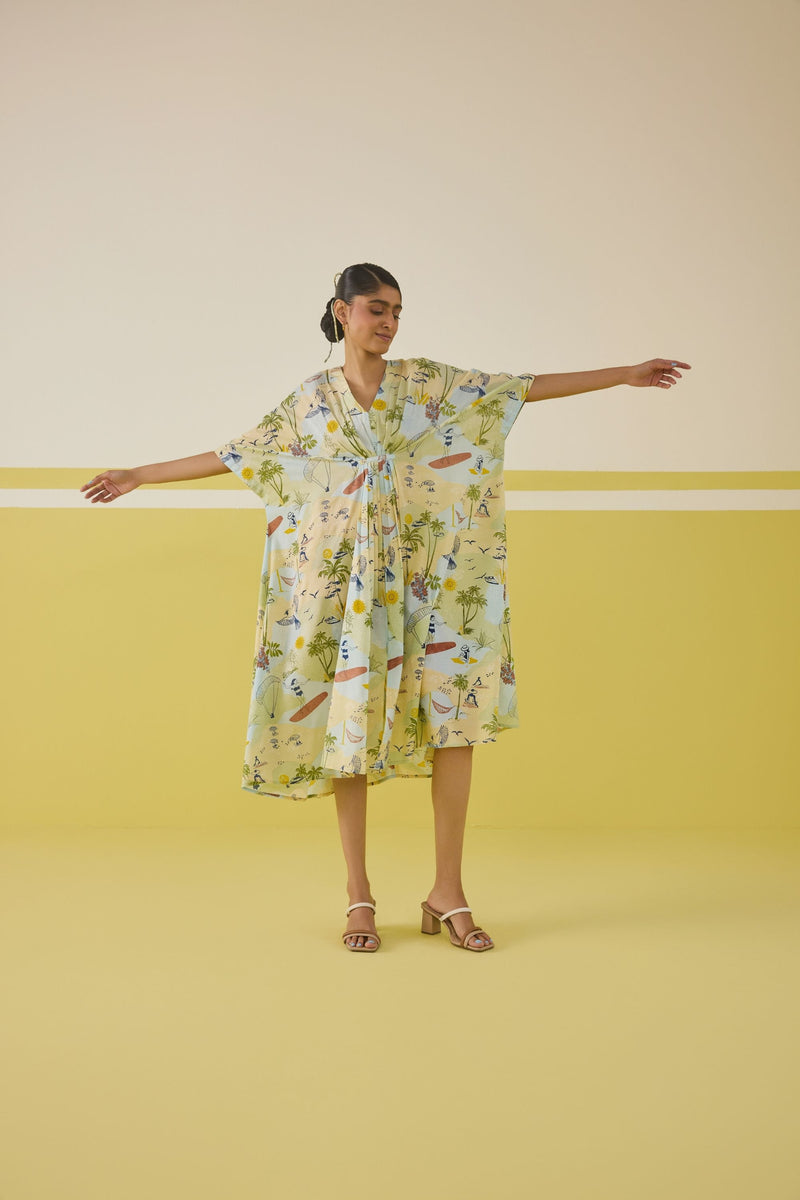 Palmy Summer Lyocell Kaftan Dress