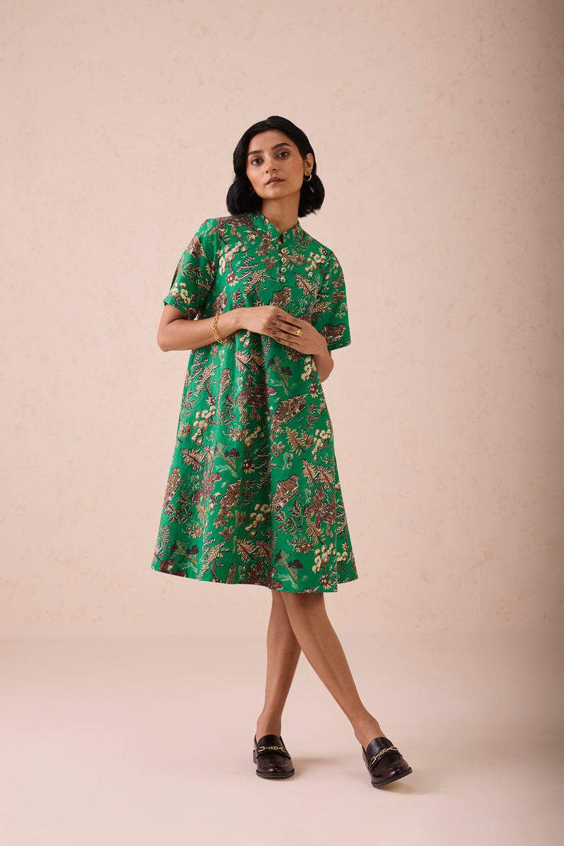 The Harmony Mandarin Collar Organic Cotton Dress