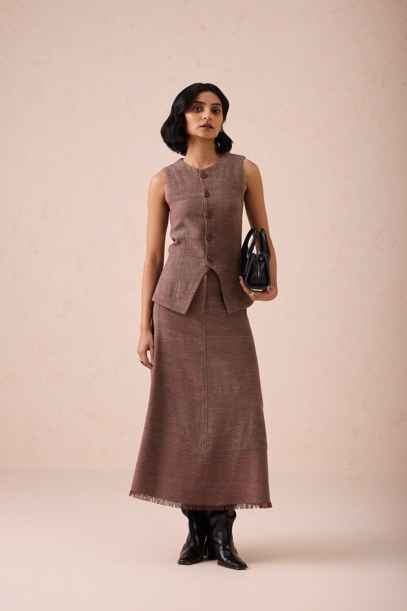 The Hazel Sun Handspun Handwoven Organic Cotton Midi Skirt