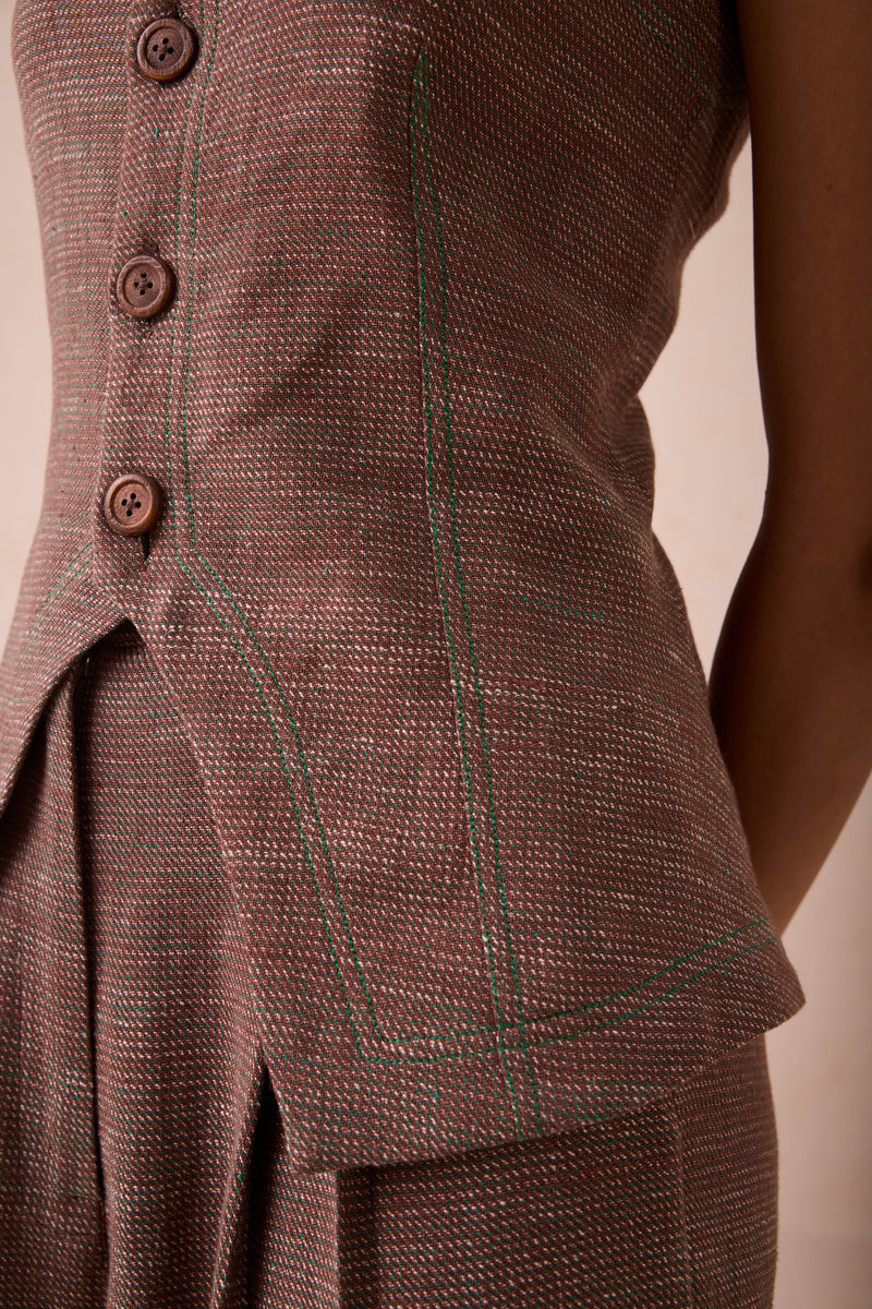 The Hazel Sun Handspun Handwoven Organic Cotton Waistcoat