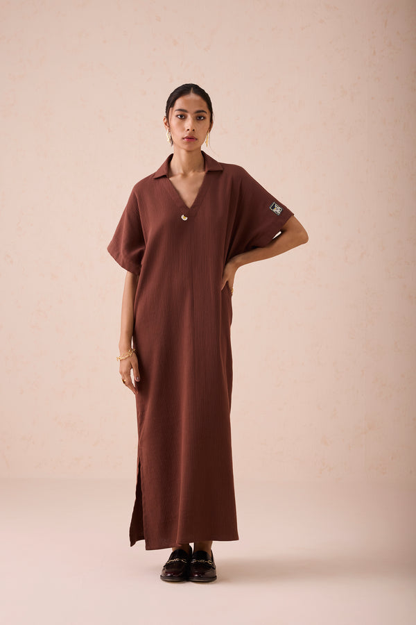 The Mountainside Organic Cotton Collar Maxi Dress