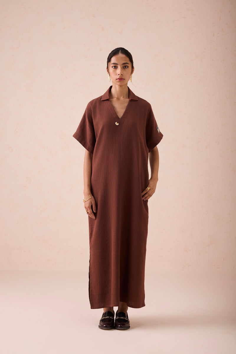 The Mountainside Organic Cotton Collar Maxi Dress